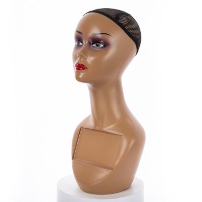 China With Wig Female Mannequin Head With Shoulders For Double Wig Display Half Body Shoulder PVC Training Mannequin Heads 6 Colors Available for sale