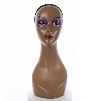 China With Wig PVC+PE Female Mannequin Head With Shoulders For Wig Display Realistic Mannequin Head Bust Plastic for sale