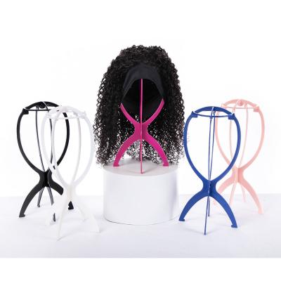 China With High Quality Portable Wholesale Portable Folding Wig Holder Shelf Hair Cap Wig Stand Plastic Cheap Main Holder for sale