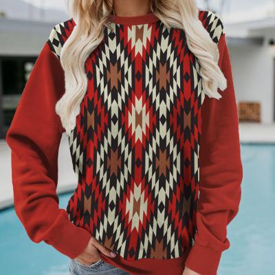 China Retro Anti-Wrinkle Anti-Wrinkle Print Hoodies Plus Size Women's Aztec Style Hoodies And Sweatshirts Women's Hoodies for sale