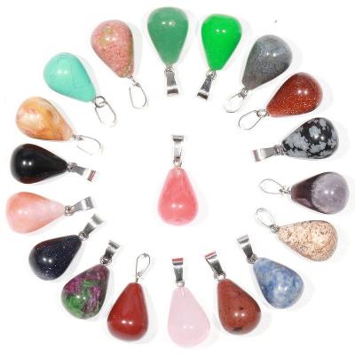 China Charms Charms Raw Crystals Healing Stones Around Water Drops Natural 925 Stone Pendants For Jewelry Making Bulk Wholesale for sale