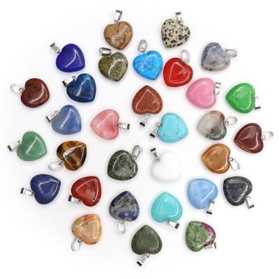 China Natural Healing Crystal Gemstone Bead Heart Stone Pendant Charms Custom Matched FASHIONABLE 20mm Charms For Jewelry Making for sale