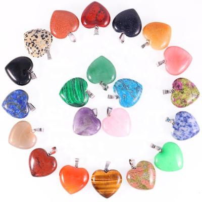 China Charm the big Rose Quartz Heart Natural Gemstone Crystal Heart Pendant Charms For 25mm jewelry wholesale making for sale