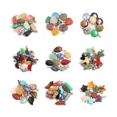 China Charms Charms Matched Multiple Shape Natural Quartz Crystal Stone Pendants For Jewelry Making Friend for sale