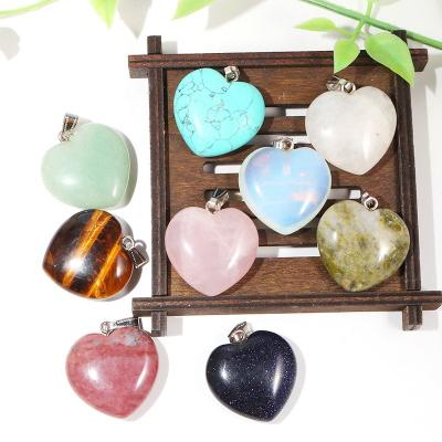 China Charms 30mm Big Natural Quartz Crystal Stone Heart Pendant For Jewelry Making Charms Fashionable Accessories for sale