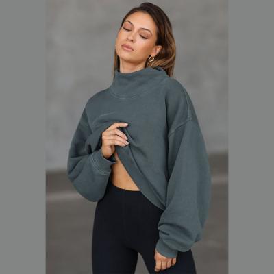 China Anti-pilling Long Sleeve Women's Hoodie And Neck Sweatshirt High Quality Casual Soft Logo Half Hooded Sweatshirt for sale