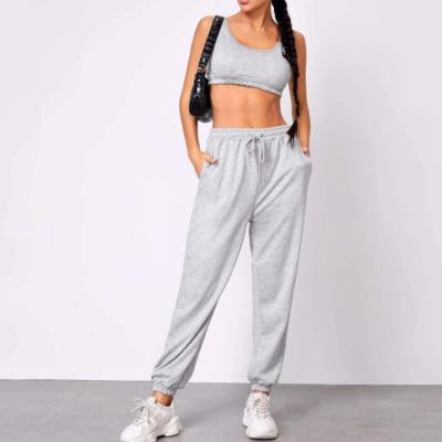 China 2022 Spring Summer Spring Summer Sportswear Fitness Suit 2 Piece Breathable Crop Tops Custom Sexy Jogging Pants Women's Two-Piece Suit for sale