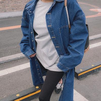 China Anti-wrinkle wholesale high quality new fashion loose denim coat anorak middle and long loose anorak for sale