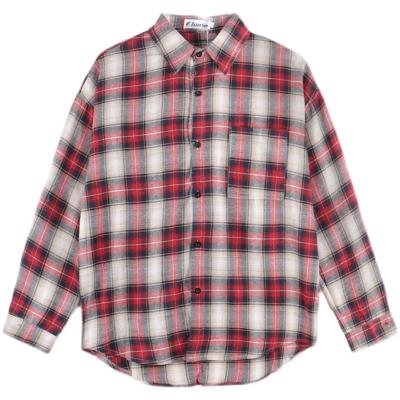 China 2022 New Street Vintage Street Plaid Long Sleeve Shirt Hip Hop Soft Top Anti-Shrinkage Fashionable Men And Women for sale