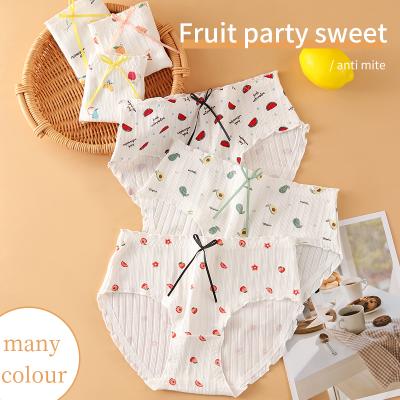 China New style breathable factory outlet Fruit-printed cute folders with rib-grain agaric edge soft cotton breathable ladies underneath for sale