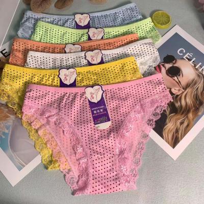 China Viable Cheap Wholesale Price Women Briefs Women's Milk Screen Printing Small Dot Thong Underwear for sale