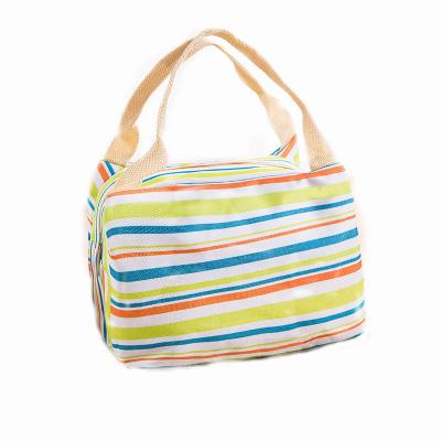 China Waterproof Top 2021 Selling Creative Oxford Cloth Insulation Cooler Bag Striped Portable Lunch Bag for sale