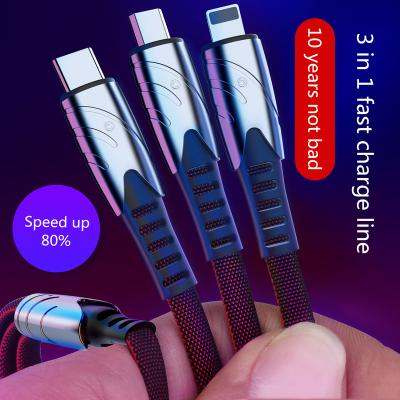 China Fast Charging Speed ​​3.5A 3 in 1 USB Cable Super Fast Charging Micro USB Charger Wire Date Cable for Mobile Phone Line for sale