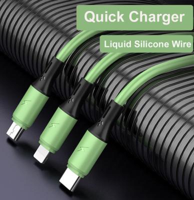 China Fast Charging Speed ​​Popular 3 In 1 Charging Type C Data Silicone Mobile Phone USB Cable Micro USB Cable for sale