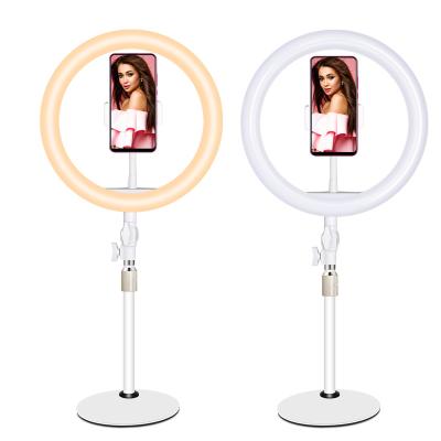 China Durable 10inch LED Table Selfie Phone Make Up Ring Light With Adjustable Brackets for sale