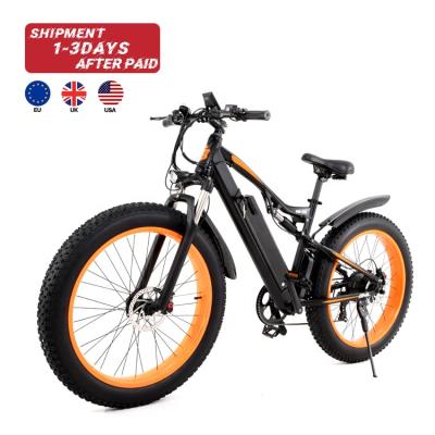 China EU Aluminum Alloy HEZZO USA UK Free Shipping 1000W 48V E MTB Powerful Bicycle Suspension 17.5Ah Full Moped Off Road Fat Tire Electric Adult Bike for sale