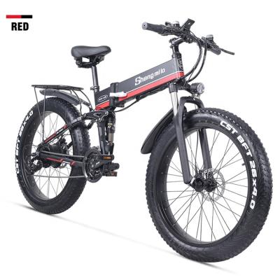 China SHENGMILO MX01 48V 1000W Aluminum Alloy Folding EMT Fat Tire Mountain Electric Bicycle Full Suspension Bikes USA Warehouse Moped Electric Bike for sale