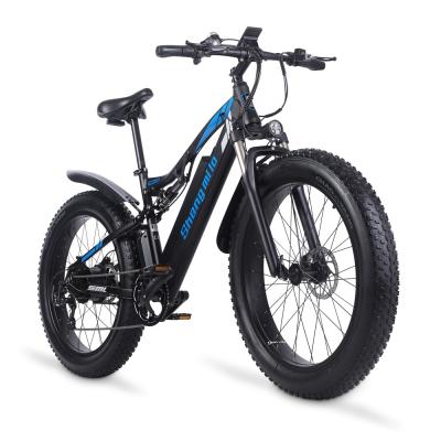 China EU warehouse Shengmilo MX03 aluminum alloy high power 1000W 48V lithium battery free shipping speed 7 tire 26 inch fat mountain electric bike for sale