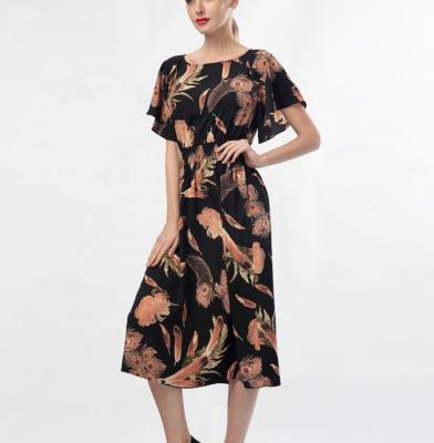 China Round Neck Anti-Static High Quality Printed Short Sleeve Dress for sale