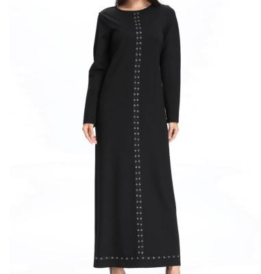 China Temperament anti-static high quality women's clothing round neck black long sleeve muslim dress for women for sale