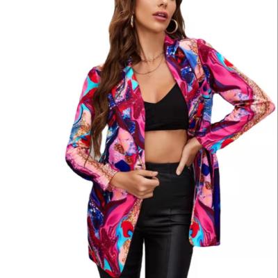 China Anti-wrinkle Spring Autumn Fashion Printed Casual Long Sleeve Women's Blazer for sale