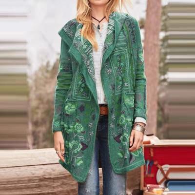 China Anti-wrinkle Autumn/Winter Women Slim Tops Printed Coats Cardigan All-match Casual Long Sleeve Jacket for sale