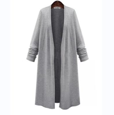 China Womens Solid Color Breathable Jacket Long Sleeve Cardigan Knitted Trench Coat for sale