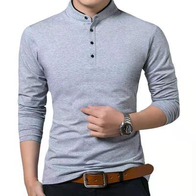 China Anti-Wrinkle Autumn / Winter Solid Color Long Sleeves Mens Casual T-Shirt Men's Begging Shirt for sale