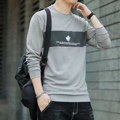 China Anti-wrinkle Autumn/Winter Round Neck Contrast Loose Sports Sleeve Long T-shirt Men's Casual Men's Begging Shirt for sale