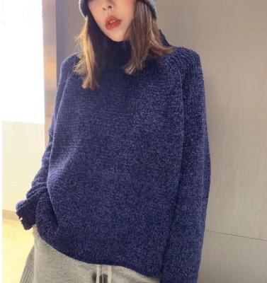 China Anti-Wrinkle Solid Color Turtle Neck Fashionable Loose Casual Long Sleeve Top Sweater For Women for sale