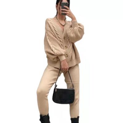 China Anti-wrinkle autumn/winter style hot women's fashion V-neck solid color suit sweater women for sale