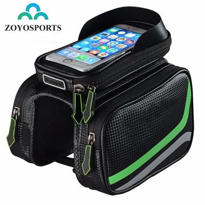 China Customized Cycling Bicycle Frame Front Head Top Tube Dynamic Fashion Pattern Bag Bike Frame Outdoor Cycling Waterproof Bag For Phone for sale