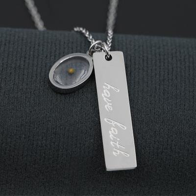 China Handmade Religious Engraved Have Faith Necklace Stainless Steel Mustdard Seed Christian Jewelry Men Women Gift for sale