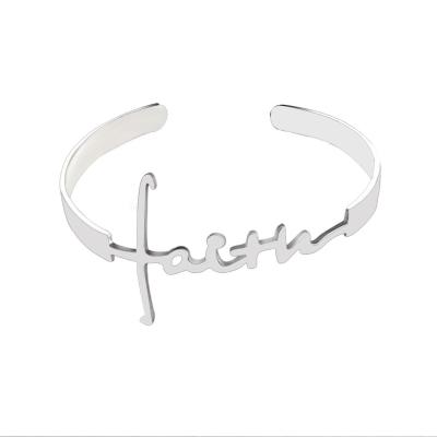 China Religious Faith In Religion Cuff Bracelet For Women Stainless Steel Bracelets Adjustable Bracelet Christian Jewelry Party Gifts for sale