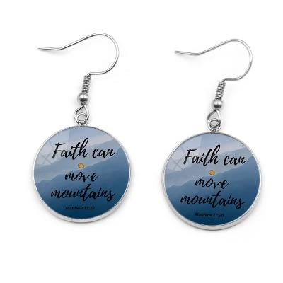 China True Stainless Steel Faith Matthew Mustard Seed 5:20 Bible Verse Religious Earrings Dangle Earrings For Women Christian Jewelry Gift for sale