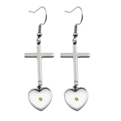 China Best Selling Religious Stainless Steel Drop Earrings Cross Faith Like Small As A Mustard Seed Christian Jewelry For Women Gifts for sale