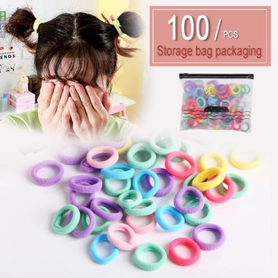 China 100pcs Babies Small Hair Bands Kids Ponytail Holder Rubber Rope Mini Hair Accessories Kids Colorful Rubber Elastic Headband for sale