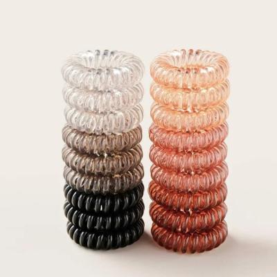 China 9PC/Pack Plastic Gradient Color Telephone Wiring Line Spiral Hair Ties For Women Elastic Hair Bands Scrunchies Hair Jewelry Accessories for sale