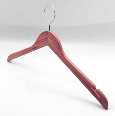 China Wardrobe Wholesale Natural Aromatic Cedar Wood Hanger Wooden Clothes Hanger for sale