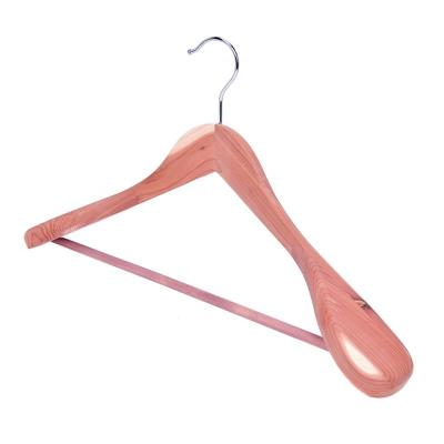 China Wardrobe Custom Natural Aromatic Cedar Wood Hangers hijab hanger Luxury Wide Shoulder for sale