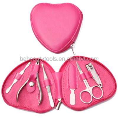 China Promotional Heart Shaped Girls Nail Manicure Kit in Pink Lady Case for sale