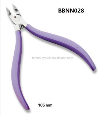 China Silicone Purple Handle Half Dead Skin Jaw Manicure Pedicure Nail Cutter Cuticle Nipper For Inveterate Thick Nails for sale