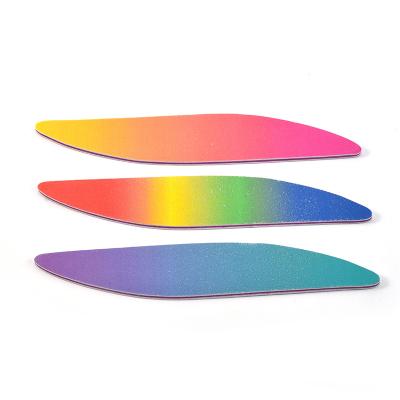 China Nail Polishing Beauty Salon Custom Design Rainbow Color Double Sided Manicure Pedicure Nail File Sheet Shaped Polishing Emery Boards for sale