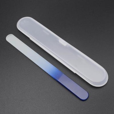 China Nail Polishing& Forming Large Blue Round Tip Etched Czech Crystal Manicure Nail Polishing Files Logo Glass Nail Shining Files Custom Made In Storage Case for sale