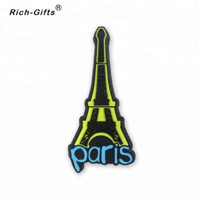 China Custom Made Eiffel Tower Soft Rubber Tourist Fridge Magnets Nickel Free for sale