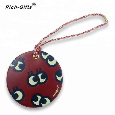 China Wholesale Hotel And Resort Faux Leather Round Shape Luggage Tags With Name Cards for sale