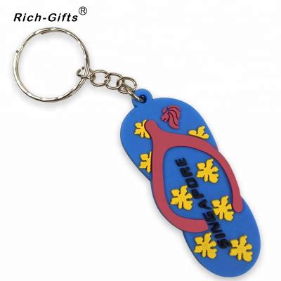 China Flip Flop Shaped Soft Rubber Custom Keychains Keychains Decoration for sale