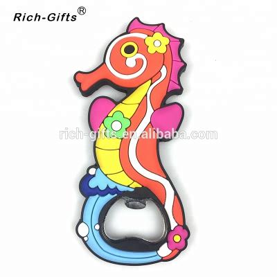 China 2018 Original Design Cartoon Seahorse Viable Rubber Magnetic Bottle Opener for sale