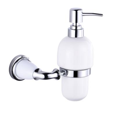 China Foam Soap Dispenser Chrome Plated Wall Mounted Ceramic Manual Liquid Soap Dispenser for sale