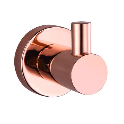 China Simple Brass Rose Gold Clothes Hanger Hook Holder Modern Bathroom Robe Coat for sale